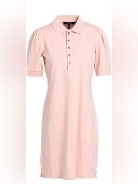 NWT Lauren Ralph Lauren Pale Pink Polo Midi Dress with Puff Sleeves
